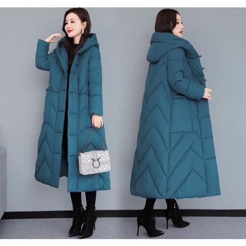 Chinese style Down cotton Jacket Womens 2021 Winter Parkas Hooded Loose Long Coat Thicken Windproof Female Snow Outwear Parkas