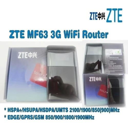 Unlocked ZTE MF63 HSPA+ 21.6Mbps 3G Wireless Router 3G UMTS Mobile Pocket WIF MF64 Wireless Router WCDMA 1900/850MHz 21.6Mbps