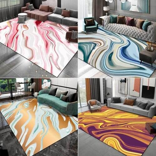 Nordic Light Luxury Abstract Home Rug Watercolor Gray Powder Gold Blue Green Living Room Carpet Bedroom Bedside Non-Slip Rug