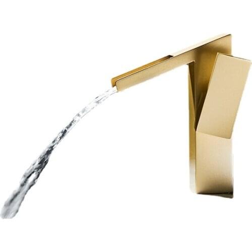Tuqiu Bathroom Faucet Brushed Gold Bathroom Basin Faucet Cold And Hot Brass Water Mixer Sink Tap Single Handle Bathroom Tap