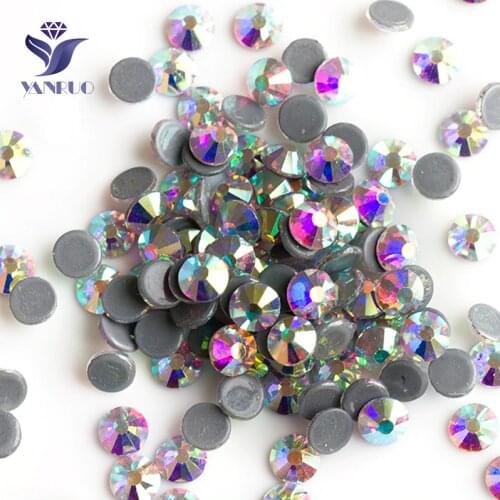 YANRUO 2058HF SS4-SS50 AB Flat Back DIY Strass Hot Fix Glass Stones And Crystals Hotfix Rhinestones For Clothes
