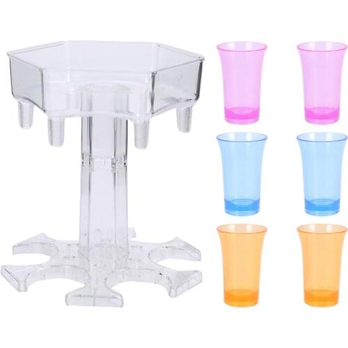 6 Shot Glass Wine Dispenser Holder Quick Filling Tool Drinking Game Beer Beverage Dispenser With Cups Party Bar Accessories
