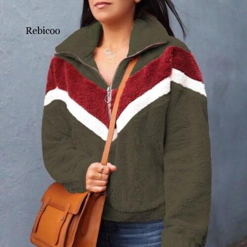 Winter Soft Coral Fleece Hoodies Women Autumn zipper Pullovers Female patchwork warm pocket Hoodies Long-Sleeve Jackets