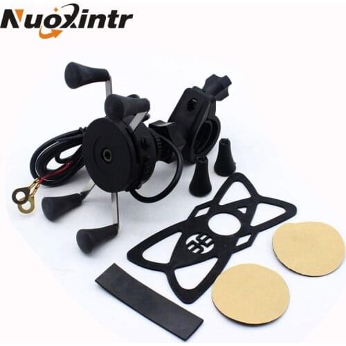 Nuoxintr Motorcycle USB Phone Charge Moto Motocross Mobile Phone Bracket Handle Bike for Harley Honda Suzuki Kawasaki Yamaha KTM