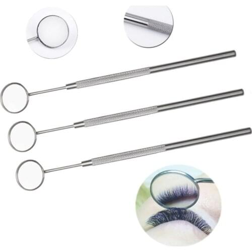 Eyelash extension inspection mirror tools screening for leak-proof roots and warped roots dental examination mirror