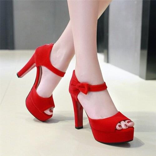 Women Sandals Ankle Strap Heeled Sandals Summer Gladiator Shoes Woman Chunky Heels for Women Open Toe Party Dress Sandal red