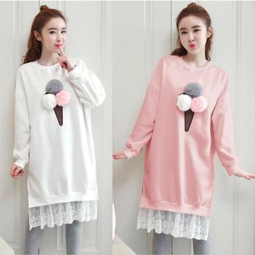 Winter clothes maternity Moms pregnancy Dress Maternity Clothes tops for Pregnant Women LongHoodie sweater Maternity tops Dress