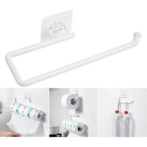 1PC Kitchen Paper Roll Holder Towel Hanger Rack Bar Cabinet Rag Hanging Holder Bathroom Organizer Shelf Toilet Paper Holders