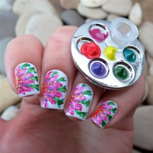 1Pc Stainless Ring Palette Nail Art Display Palette Mixing Acrylic UV Gel Polish Painting Drawing Color Palette Manicure Tools