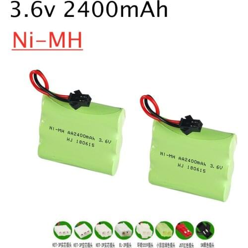 2pcs 3.6v 2400mAh Rechargeable Battery For Rc toys Car Tanks Trains Robot Boat Gun Parts Ni-MH AA 700mah 3.6v Battery Pack