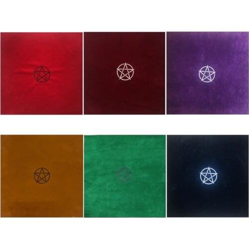 50×50cm Pentagrams Tarots Card Tablecloth Velvet Witch Divination Altar Cloth