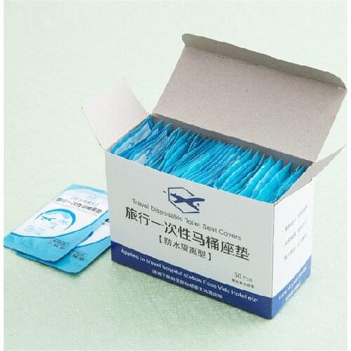 50pcs Portable 100% Waterproof Safety Toilet Seat Pad For Travel/Camping Bathroom Accessiories Disposable Toilet Seat Cover Mat