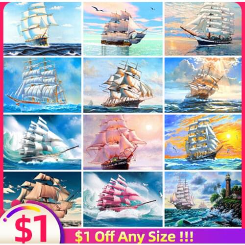 EverShine 5D Diamond Embroidery Full Display Ship DIY Diamond Painting Scenery Picture Of Rhinestones Diamond Mosaic Home Decor