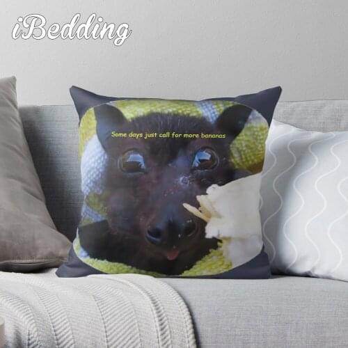 Batzilla - Batties Are Batty For Bananas! Throw Pillow Cushion Cover Polyester Throw Pillows Case On Sofa Home Living Room Decor