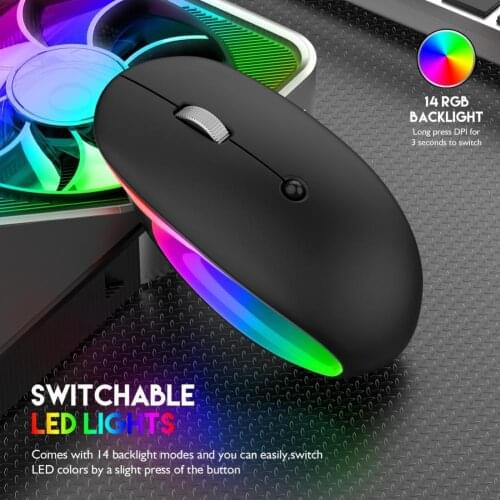 Wireless Mouse Rechargeable RGB Backlight LED Bluetooth USB Optical Gaming Mice for Computer