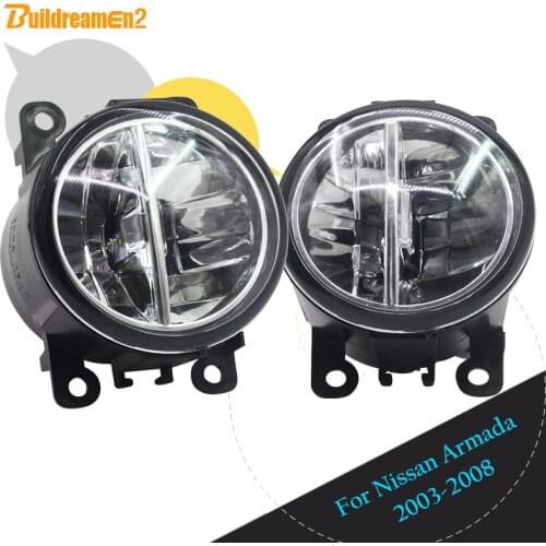 Buildreamen2 For Nissan Armada Closed Off-Road Vehicle 2003-2008 Car 4000LM LED Fog Light DRL Daytime Running Light White 12V