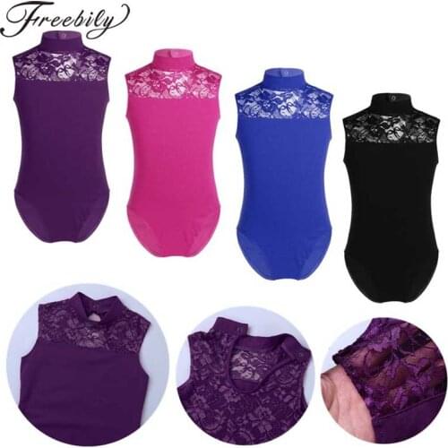Childrens Ballet Costume Kid Sleeveless Splice Lace Ballet Gymnastics Leotard Dance Bodysuit Turnpakje For Girls Tutu Dancewear