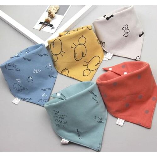 Baby Bibs Triangle Double Cotton Bibs 5 pieces/lot Cartoon Print Saliva Towel Baby Boys Girls Feeding Apron Cotton Bandana Bibs