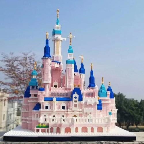 3600 Pieces Of Disney Castle Amusement Park Building Block Pink Castle Brick 3D Model DIY Building Block Childrens Toy Gift