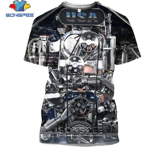 3D Print Men Women T-shirts 2019 New SONSPEE T shirt Casual Streetwear Cool Short Sleeve Car Power Engine Leisure Tees Tops