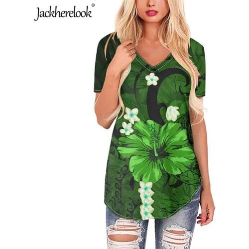 Jackherelook Hawaiian Hibiscus Plumeria Print Womens Tops Clothing Summer Blouses for Girls Casual Short Sleeve Ladies Shirts