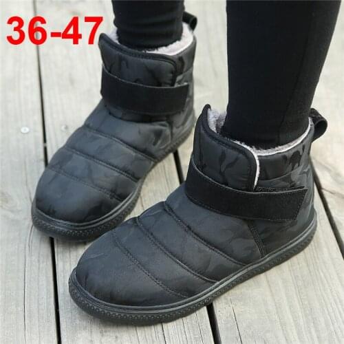 Weweya Unisex Camouflage Snow Boots Women Winter Shoes Woman Slip On Keep Warm Plush Ankle Boots Ladies Couple Plus Size 36-47