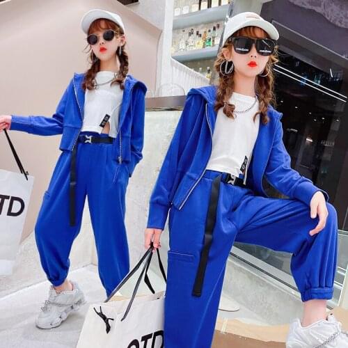 Kids Short Jackets Coats for Girls Tracksuit Hooded jackets Sweatpants Outfits Casual Sportswear Autumn Big Childrens Costumes