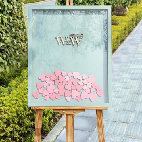 Mint Green Wedding Guest Book Drop Heart Frame Guestbook Alternatives Custom Couple Name Date Guest Signature Livre D'or Mariage