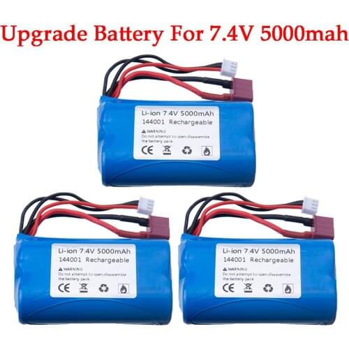 7.4V Upgrade battery 3000mah To 5000mah lipo Battery 21700 2S T Plug for Wltoys 144001 12428 RC Car Spare parts 7.4V battery