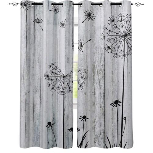 Dandelion Flowers Wood Board Window Curtains Bedroom Kitchen Curtain Panel Christmas Home Decor Curtains for Living Room