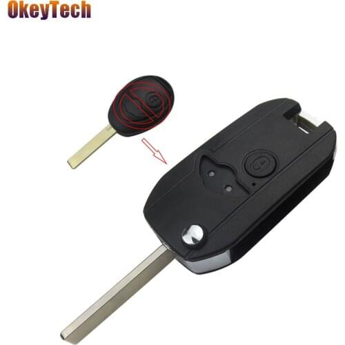 OkeyTech 2 Button for Bmw Modified Key Shell Remote Car Fob Replacement Cover Case Flip Folding for BMW Mini Cooper 2002-2005