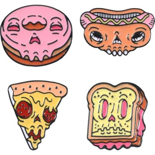 Pizza Lapel Pins Enamel Brooches Badges For Backpack Women Anime Pin Cute Badges Decorative Metal Brooch Accessories On Clothes