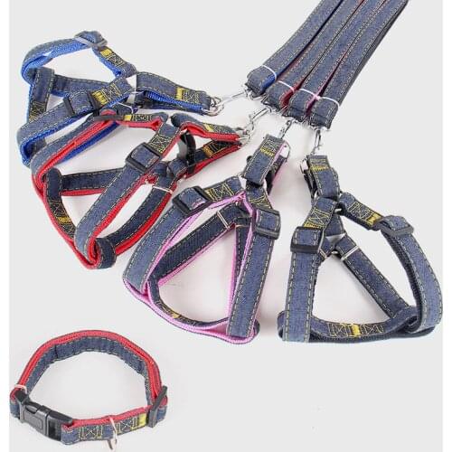 Dog Traction Collar Dog Leash Pet Products dog harness Durable and comfortable Pet Hand Holding Rope Denim Chest Strap