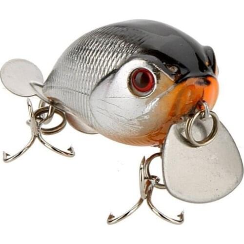 14g 5cm lure Fishing Lure little fat Chubby disc with triple hook diving 1m (Gold + gray)