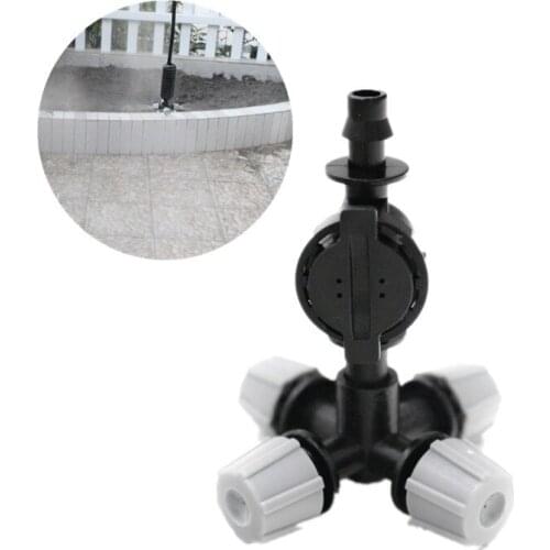 20PCS Grey Cross Misting Sprinkler With 1/4"Antileak Connector Garden Irrigation Dripper Micro Sprayer Mist Nozzle For Garden