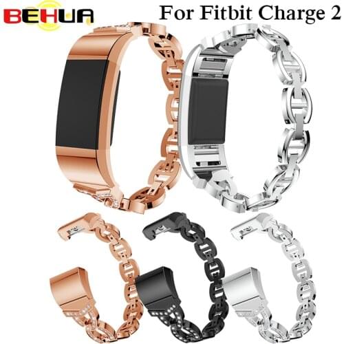 Watch Band For Fitbit Charge 2 strap Replacement Metal Bracelet Adjustable Straps for Fitbit charge2 Watch Bands with Rhinestone