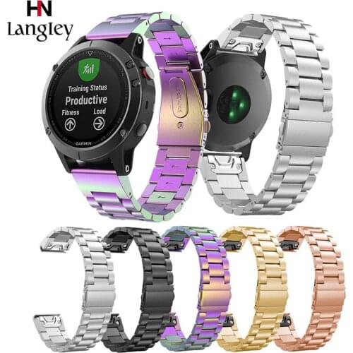 Full Stainless Steel Watchband For Garmin Fenix 6 6S 6X Pro 5 5X 5S 5S Plus 3HR 935 Replacement Wristbands Quick release Straps