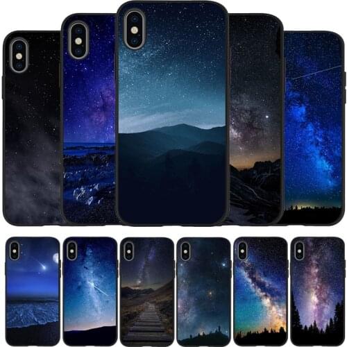 Starry Night Space Sky black Silicone Phone Case For iPhone 12 XR XS Max 5 5S SE 2020 6 6S 7 8 PLUS X 11Pro Max 11 Cover