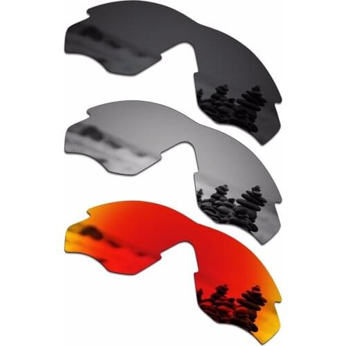 SmartVLT 3 Pieces Polarized Sunglasses Replacement Lenses for Oakley M2 Frame Stealth Black and Silver Titanium and Fire Red