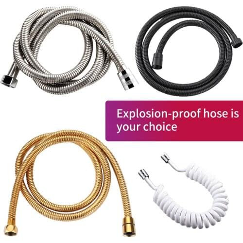 1.5m or 2m Golden Black Sliver Thickened Stainless Shower Hose Pipes Shower Head Bathroom Accessories