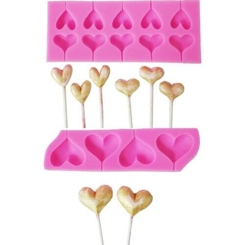 Heart Lolipop Cooking Tools Fondant Silicone Mold For Baking Of Cake Decorating Bakery Kitchen Accessories Parsty Mug Supplies