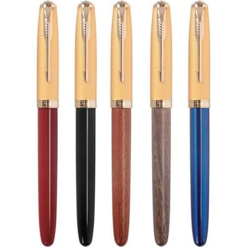 6 Colors Vintage Jinhao 85 Metal/Wood Fountain Pen Golden Clip Extra Fine(EF) Nib 0.38mm Business Graduation Writing Gift
