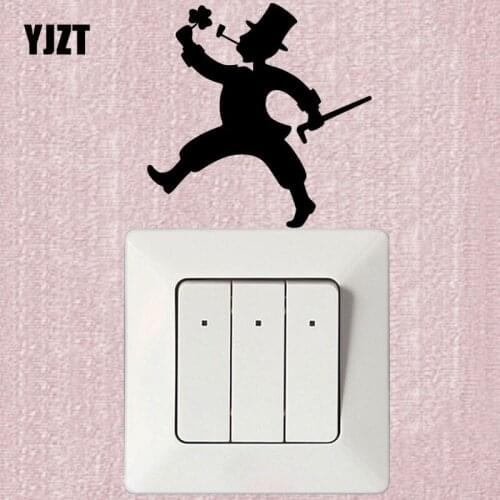 YJZT Ireland Shamrock Leprechaun Irish Luck Talisman Personality Accessories Wall Decal Light Switch Sticker S18-0098