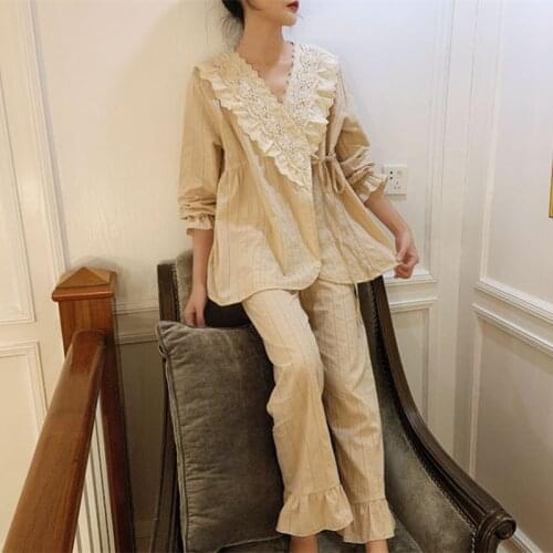 Cotton Pajamas Women Casual Fashion Pajamas Set INS Lady Sleepwear Pajamas for Women