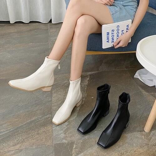 Rock Shoes Woman Rubber Boots Round Toe Boots-Women Luxury Designer Rain Mid-Calf Ladies Autumn 2021 Low Mid Calf Fashion Fabri