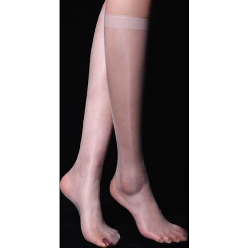 1Pair Silky Stockings Sexy See Through Sheer Mesh Middle-Length Socks Stretchy Thigh High Stocking Women Porno Cosplay Silk Sock
