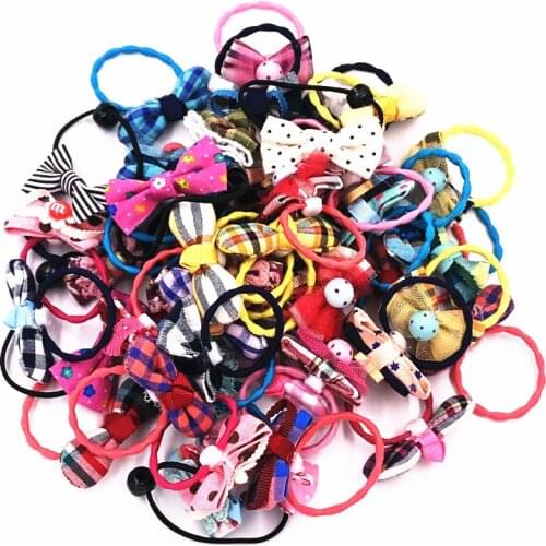 50Pcs Flower Children Kids Cloth Rubber Hairbands Girls Headwear Hair Accessories Elastic Hairband Hair Bands for Women Korean