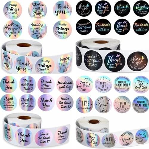 500PCS 1.5inch Laser Thank You Stickers for Small Business Holographic Silver Adhesive Labels for Bags Boxes Envelope Mail GIft