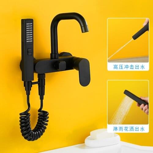 Black Bidets Bathroom Hand Shower Bidet Toilet Sprayer Hygienic Shower Bidet Tap Wall Mounted Bidet Faucets Shower Brass