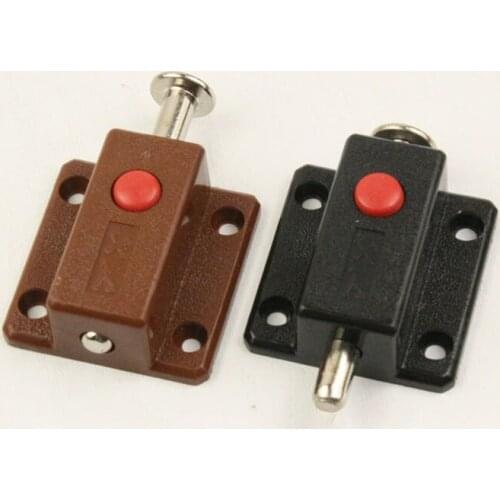 Modern Window Cabinet Push Button Plastic Spring Load Automatic Door Bolt Latches Lock for Wooden Cupboard Wardrobe Doors Gates